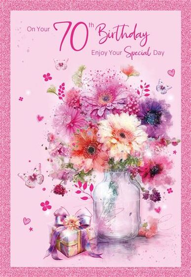 70TH BIRTHDAY CARD PINK