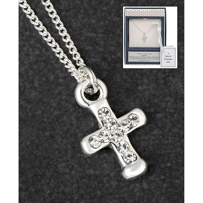 EQUILIBRIUM SILVER PLATED CROSS CHAIN NECKLACE EQUILIBRIUM SILVER PLATED CROSS CHAIN NECKLACE