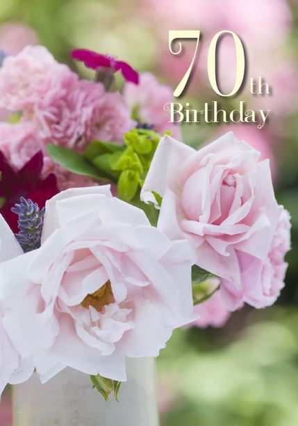 AGE 70 CARD - ROSE AND CARNATIONS