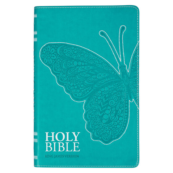 KJV GIFT EDITION BIBLE TEAL BUTTERFLY