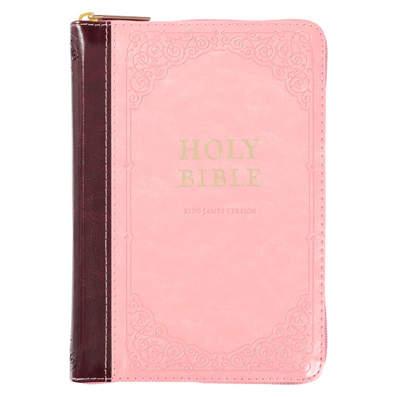KJV COMPACT BIBLE PINK BROWN ZIP