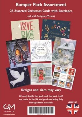 BUMPER BOX OF 25 TRADITIONAL CHRISTMAS CARDS