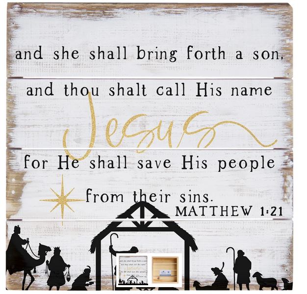 MATTHEW 1:21 WOODEN SIGN