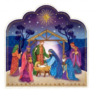 COLOURFUL NATIVITY CHRISTMAS CARD PACK OF 10