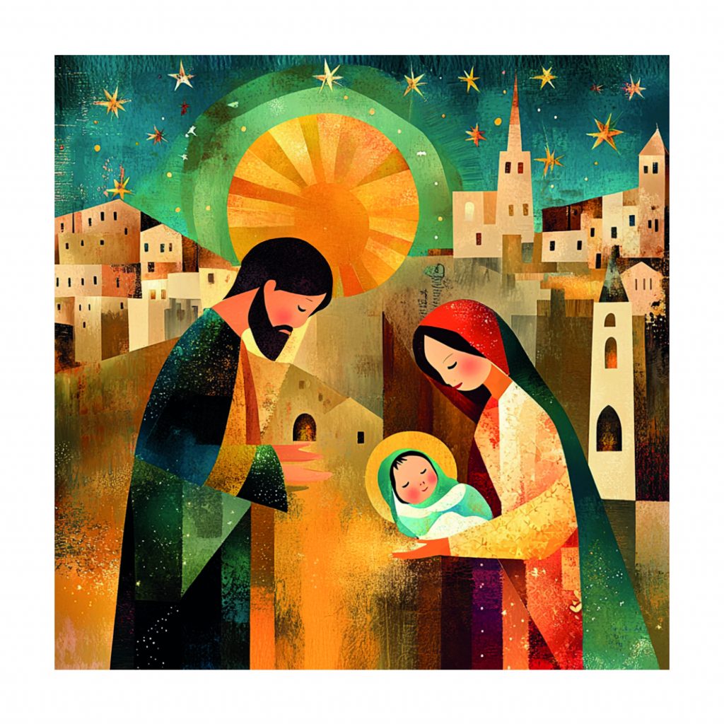 CONTEMPORARY NATIVITY CHRISTMAS CARD PACK OF 10