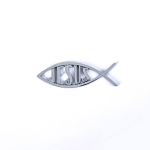 FISH JESUS SILVER CAR BADGE