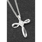 DIAMANTE SILVER PLATED CROSS NECKLACE