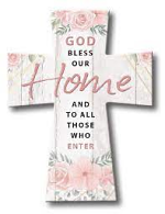 RESIN STANDING MESSAGE CROSS/HOME BLESSING