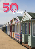50TH BIRTHDAY CARD BEACH HUTS