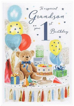 GRANDSON 1ST BIRTHDAY CARD