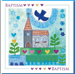 BAPTISM CHURCH AND DOVE GREETING CARD 