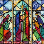 STAINED GLASS KINGS CHRISTMAS CARD PACK OF 10  