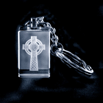 CRYSTAL GLASS KEYRING CELTIC CROSS