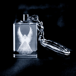 CRYSTAL GLASS KEYRING ANGEL WITH LARGE WINGS