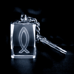 CRYSTAL GLASS KEYRING ICTHUS