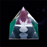 CRYSTAL GLASS BLOCK ANGEL WITH GLASS WINGS PYRAMID