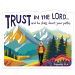 HIKER TRUST IN THE LORD VINYL STICKER