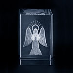 CRYSTAL GLASS BLOCK ANGEL WITH HALO