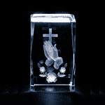 CRYSTAL GLASS BLOCK CROSS IN HANDS