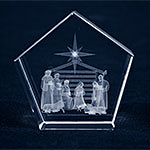 CRYSTAL GLASS BLOCK NATIVITY PENTAGON