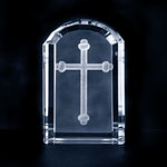 CRYSTAL GLASS BLOCK CROSS ARCH TOP